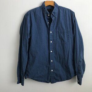 J Crew BLue Polka Dot Shirt Cambray Blue Slim Fit Mens M